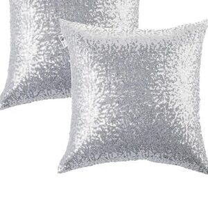 Silver Sequin Throw Pillow